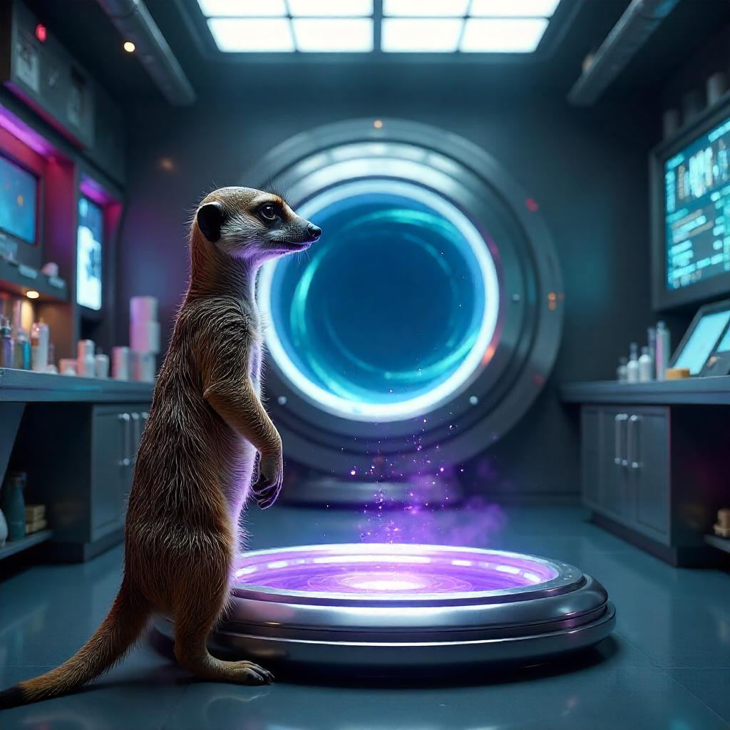 Meerkat in a Photoreal Portal Lab