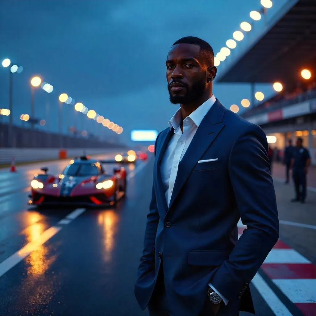 Elegant Black Man at the Racing Track