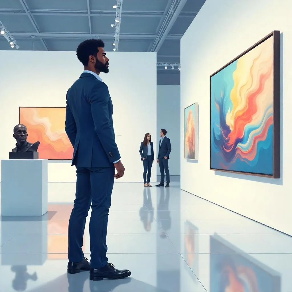 Anime Professional in an Elegant Art Gallery