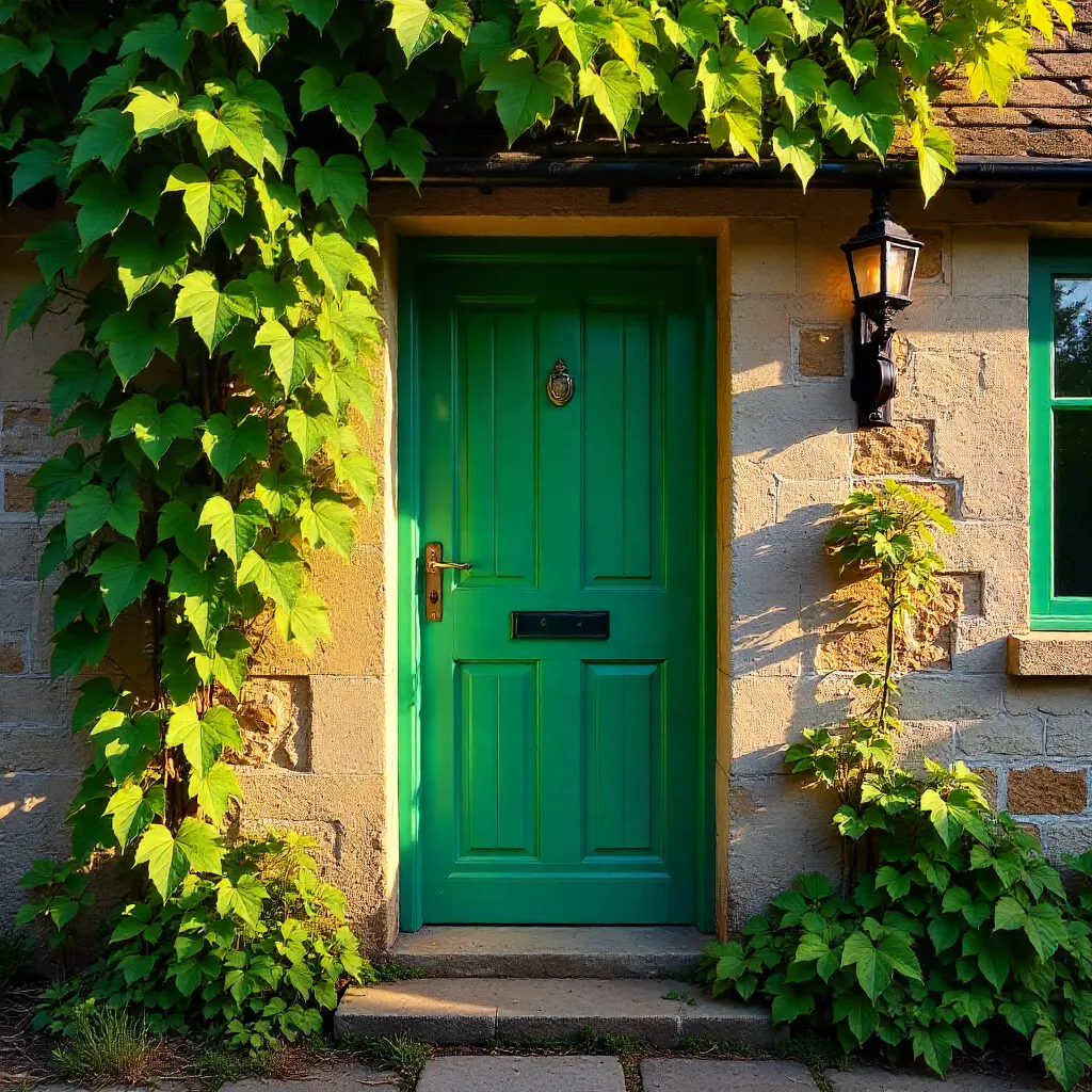 Emerald Ivy-Framed Door of Avoncliff Cottage