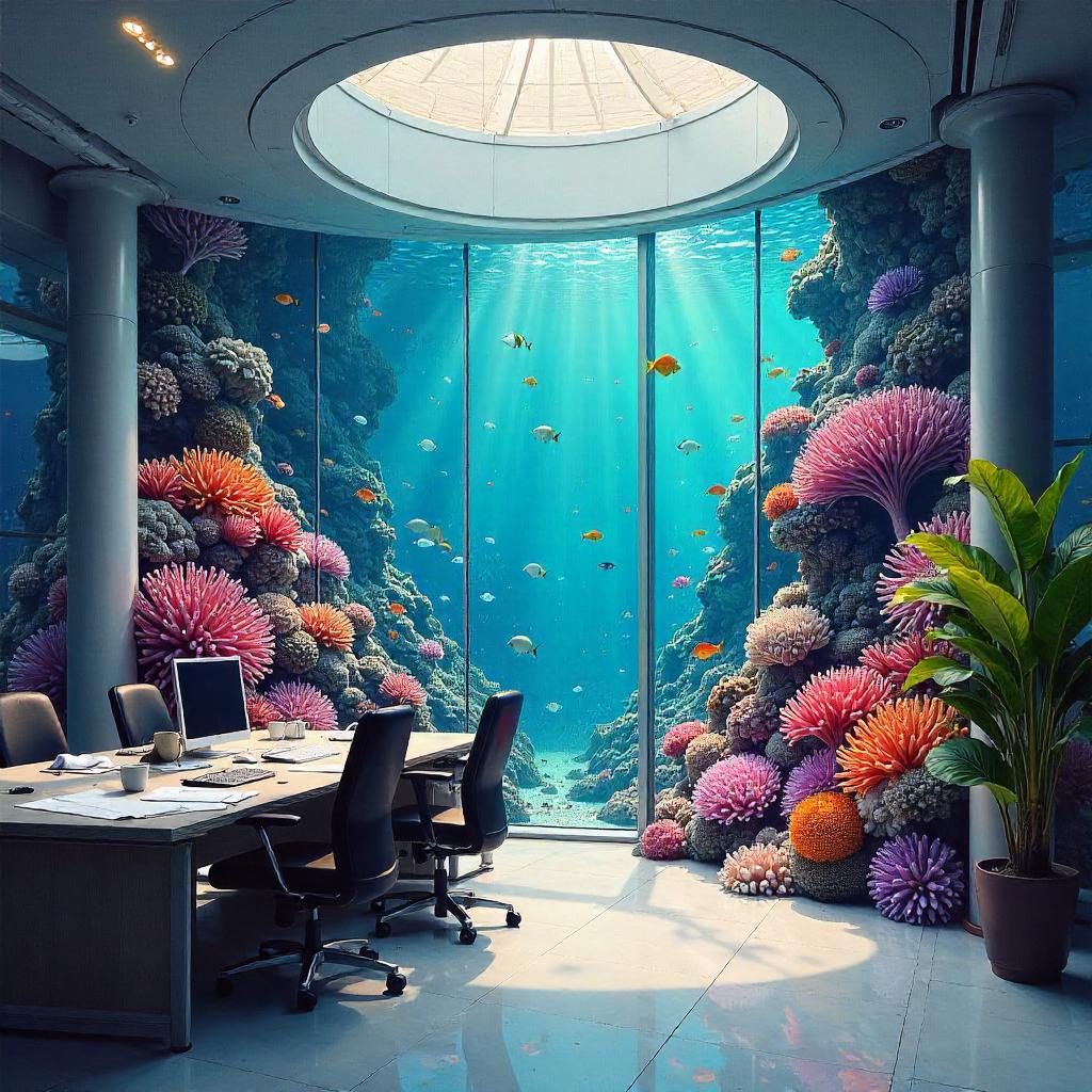 Coral Reef in an Office: An Oil Painting