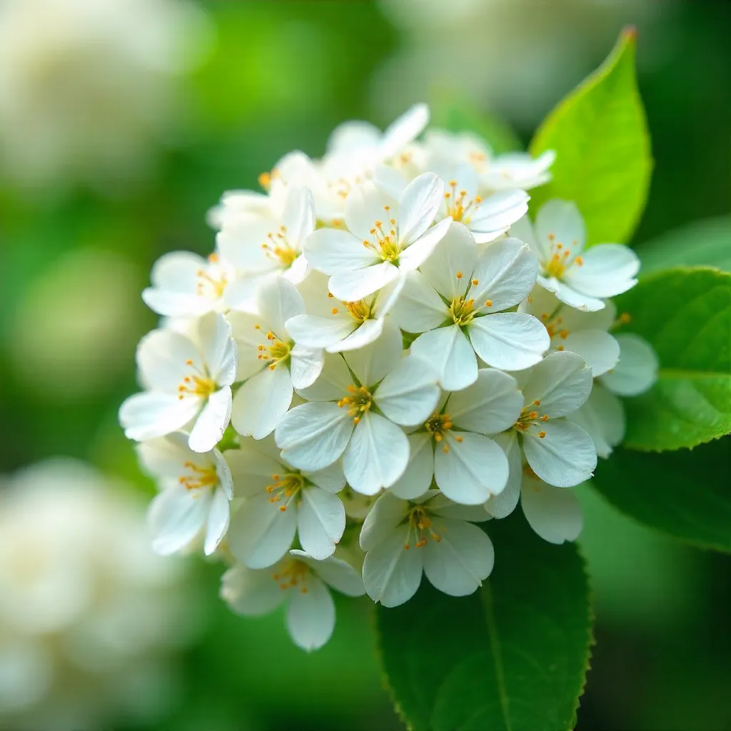 Close-Up Bloom: White Flowers Among Green Foliage