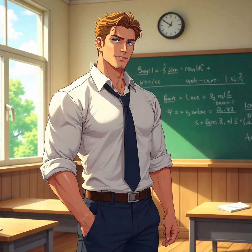 Anime: Strong White Teacher in Classroom