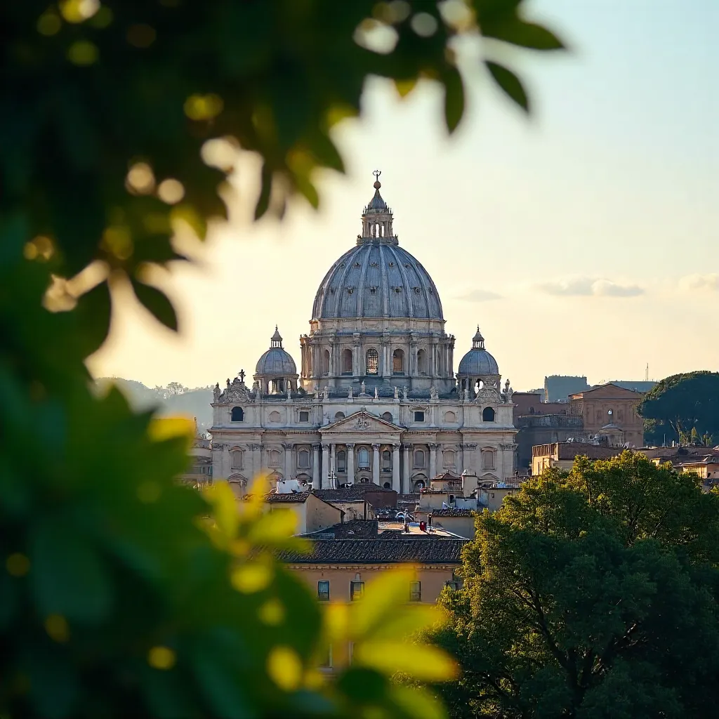 Serene Vatican Dome Framed by Verdant Trees