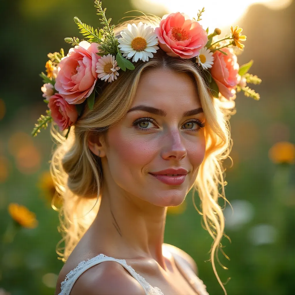 Elegant Floral Crown Portrait of Natural Beauty
