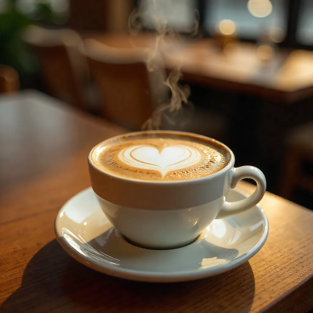 Aesthetic Latte Heart at a Stylish Café