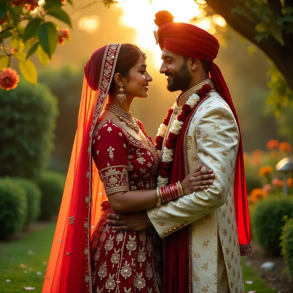 Tender Embrace at a Traditional Indian Wedding