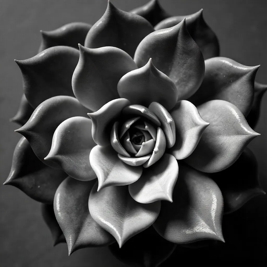 Monochrome Geometry: A Succulent in Focus