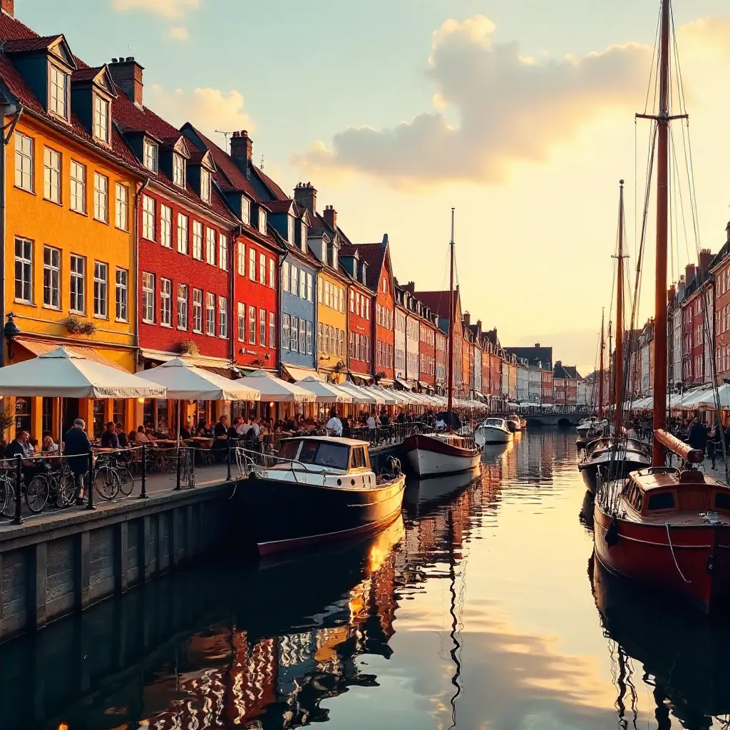 Nyhavn Canal at Golden Hour: Colorful Historic Facades