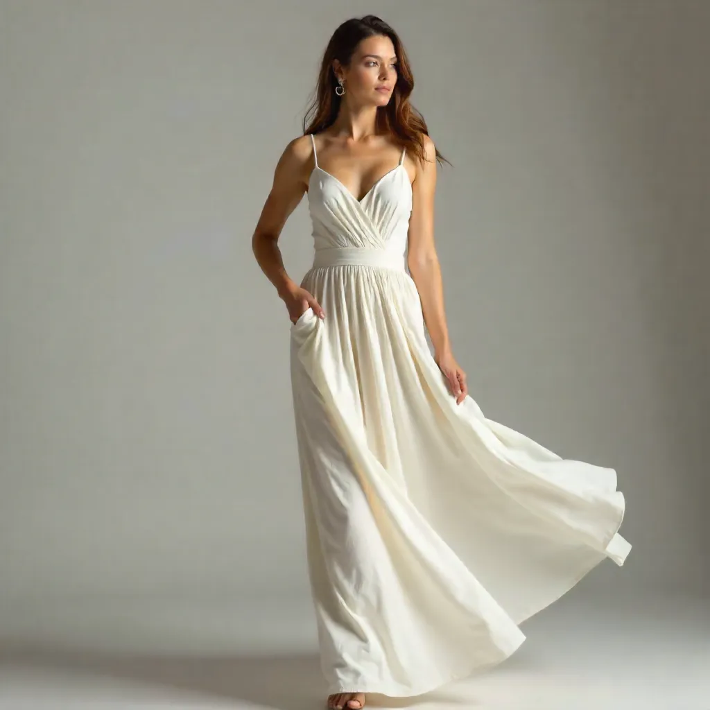 Graceful White Dress Editorial Pose