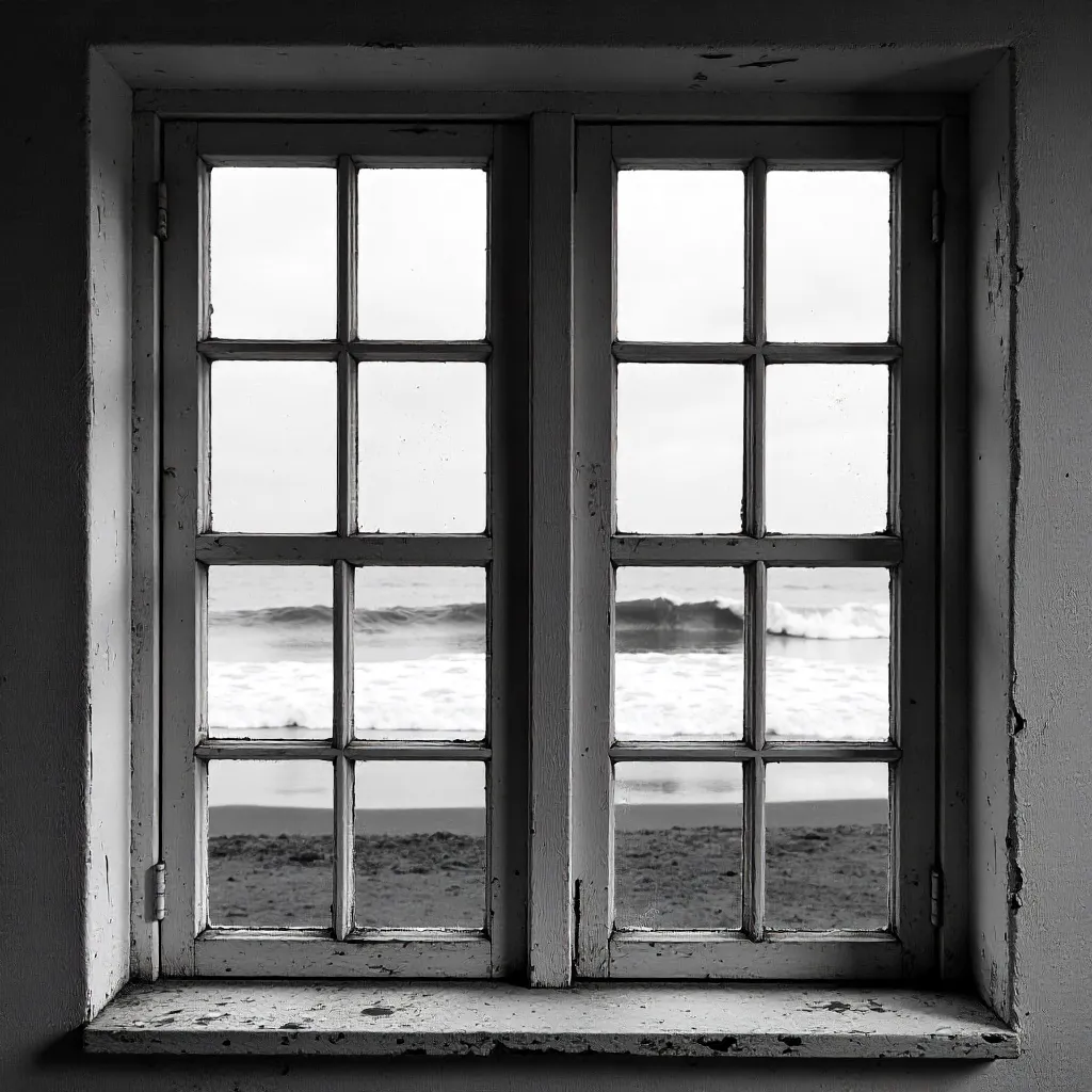 Monochrome Ocean Through Windows, La Lucila del Mar