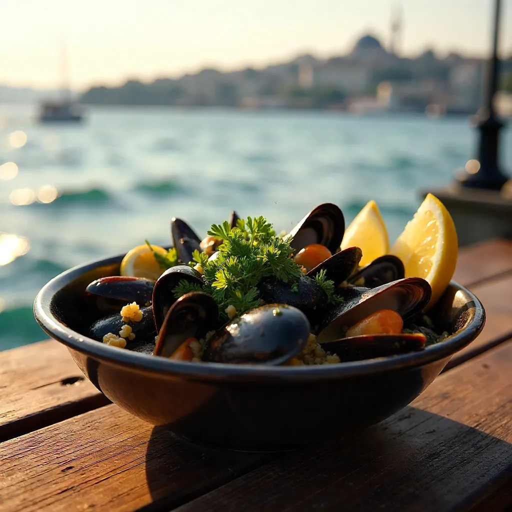 Fresh Mussels with Lemon by the Bosphorus, Istanbul
