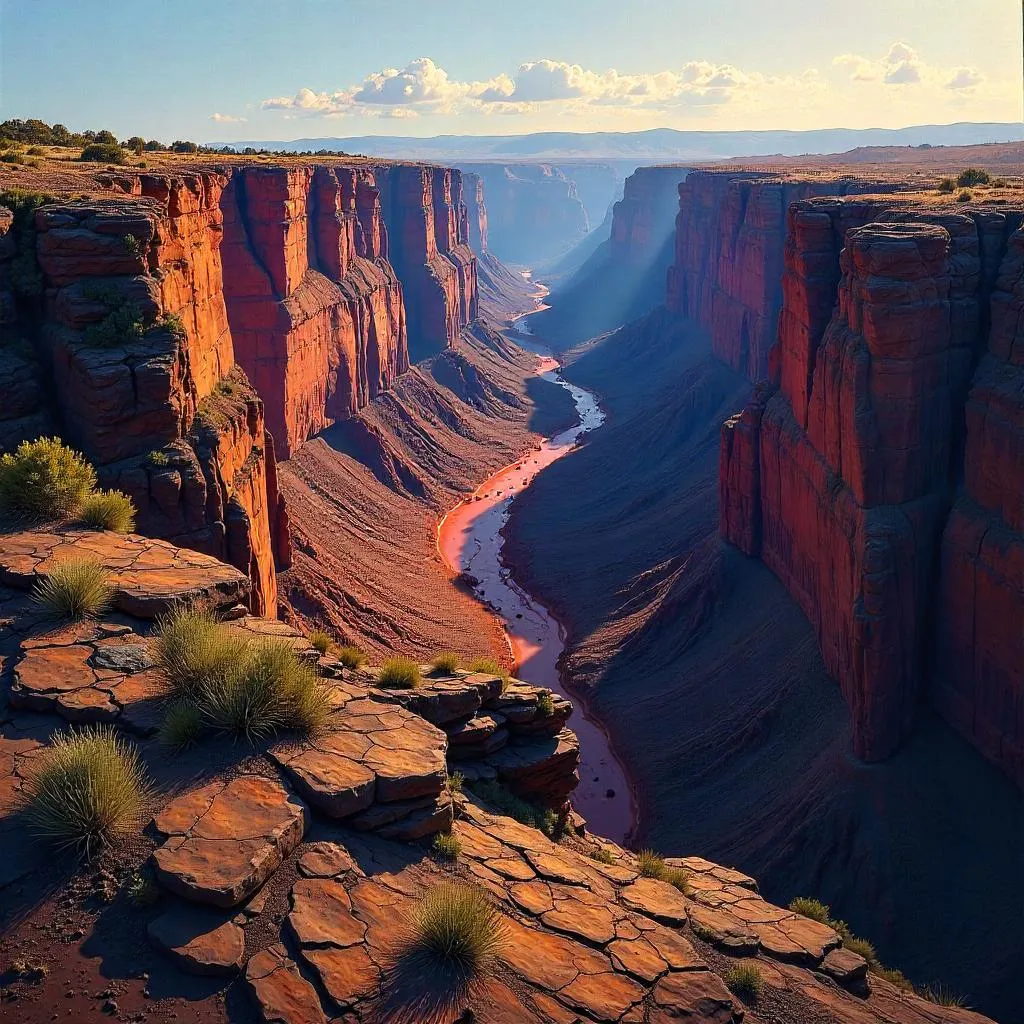 Canyon of Volcanic Rock in Oil Painting