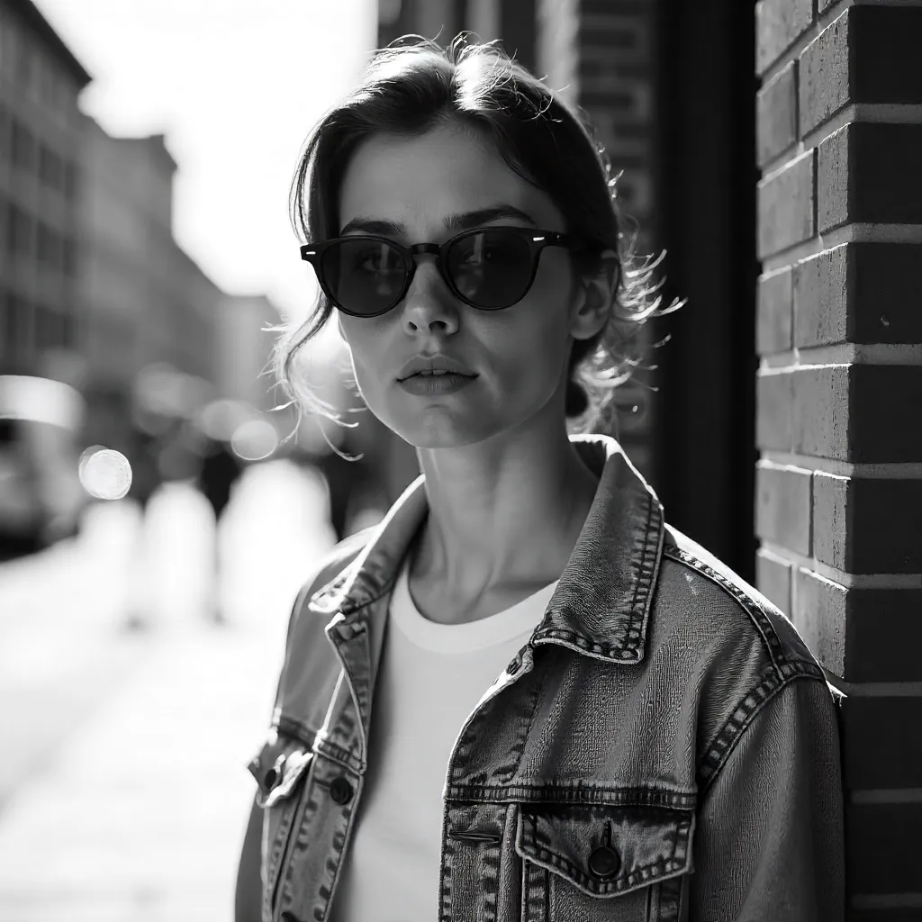 Monochrome Outdoor Portrait: Stylish Sunglasses