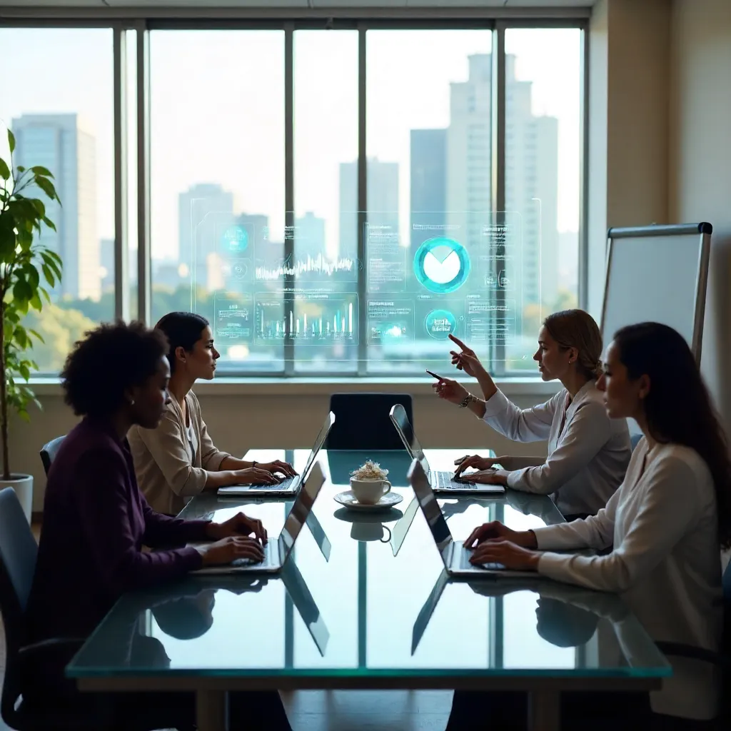 Multicultural Women Collaborating in a Modern Office
