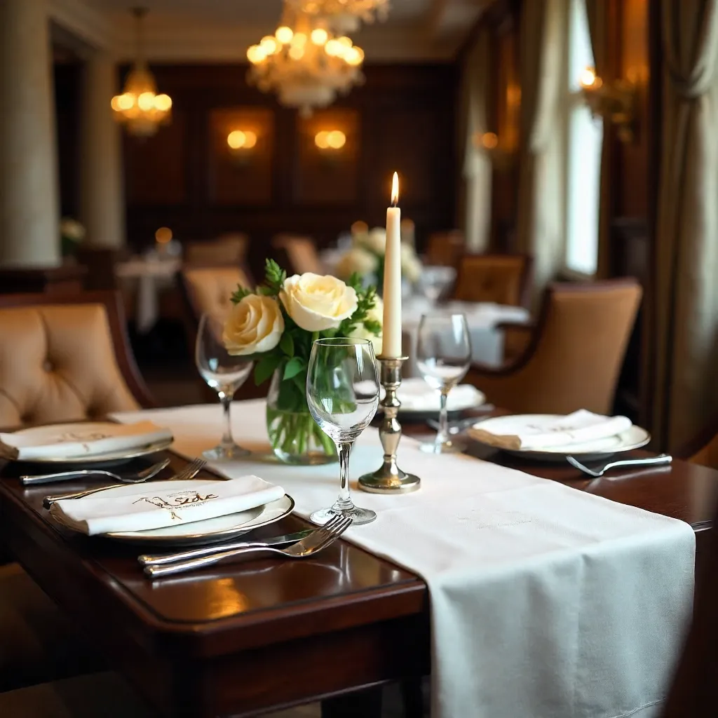 Elegant Dining Table with Menus in Luxury Restaurant