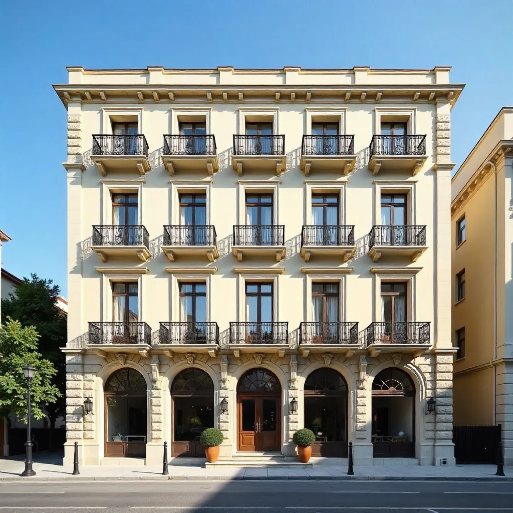 Symmetrical Istanbul Hotel Facade at Daylight