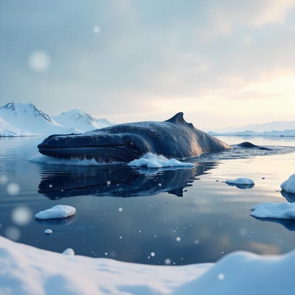 Whale in a Snowy Arctic Landscape - 3D Render