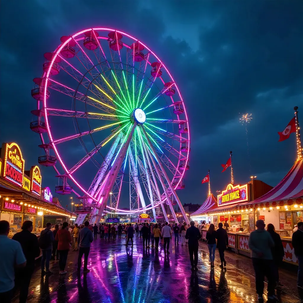 Neon Night Carnival: Glowing Ferris Wheel