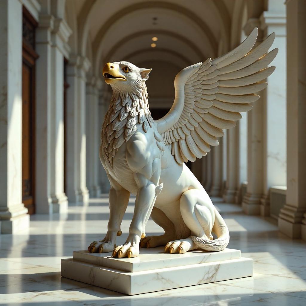 Griffin in a Marble Hall: 3D Museum Render