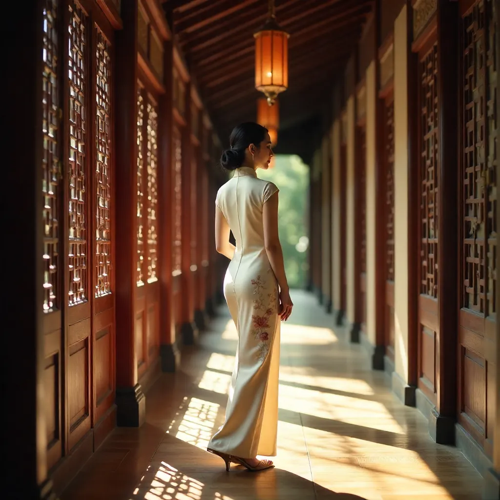 Elegant Ao Dai in Hanoi Corridor
