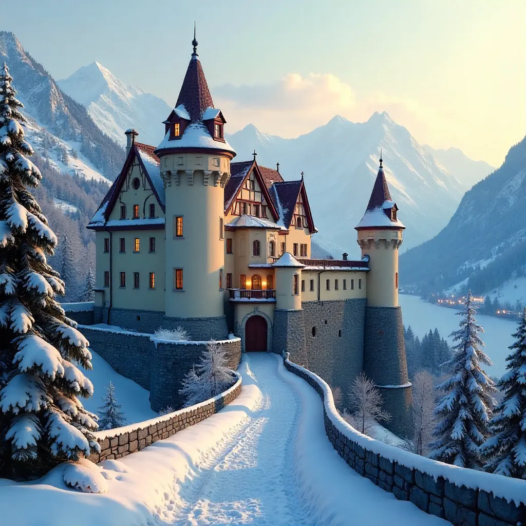 Winter Bavarian Castle Near Munich