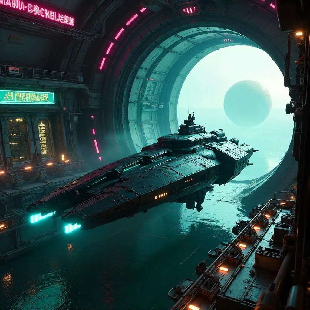 Neon Docking at a Terraforming Station