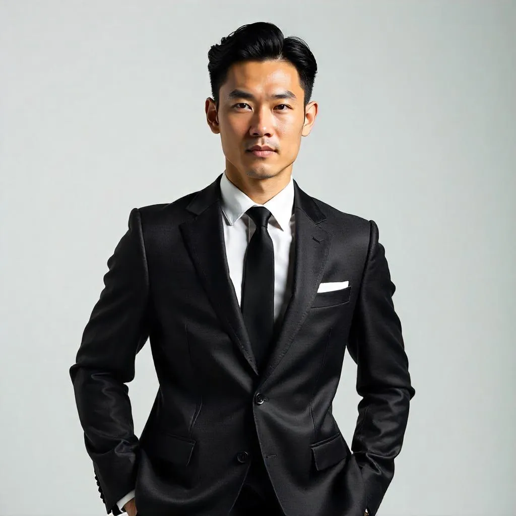 Elegant Photorealistic Portrait of an Asian Man in Studio