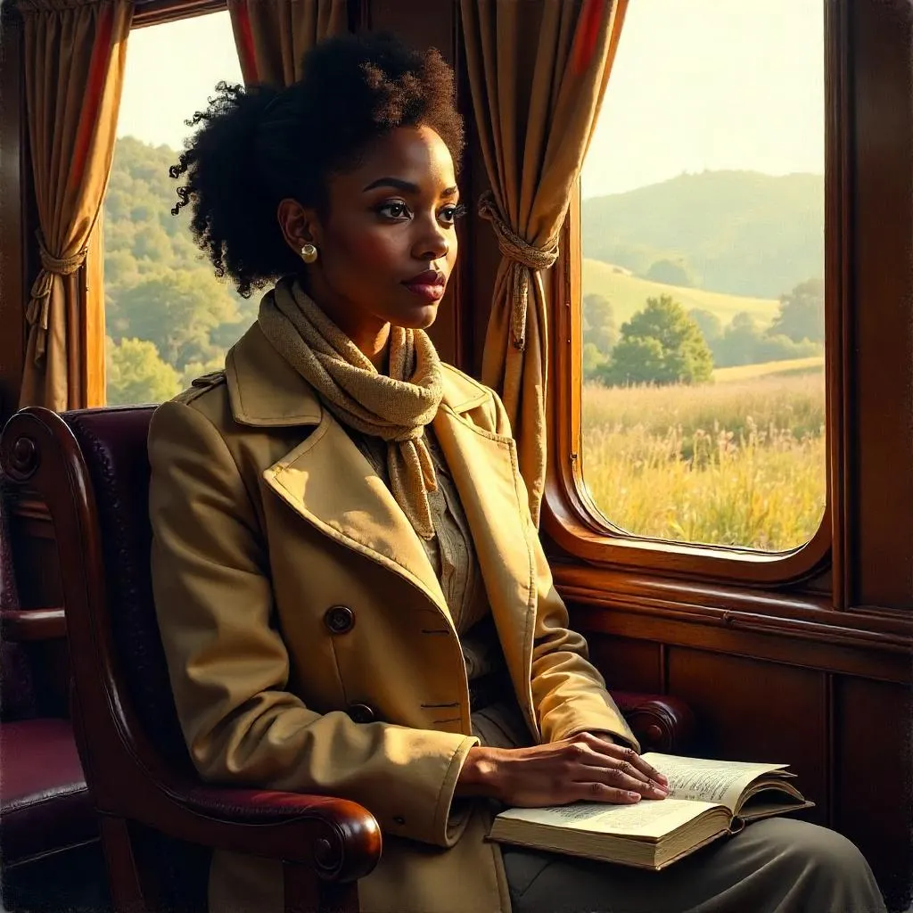 Oil Portrait: Black Woman in a Train Carriage