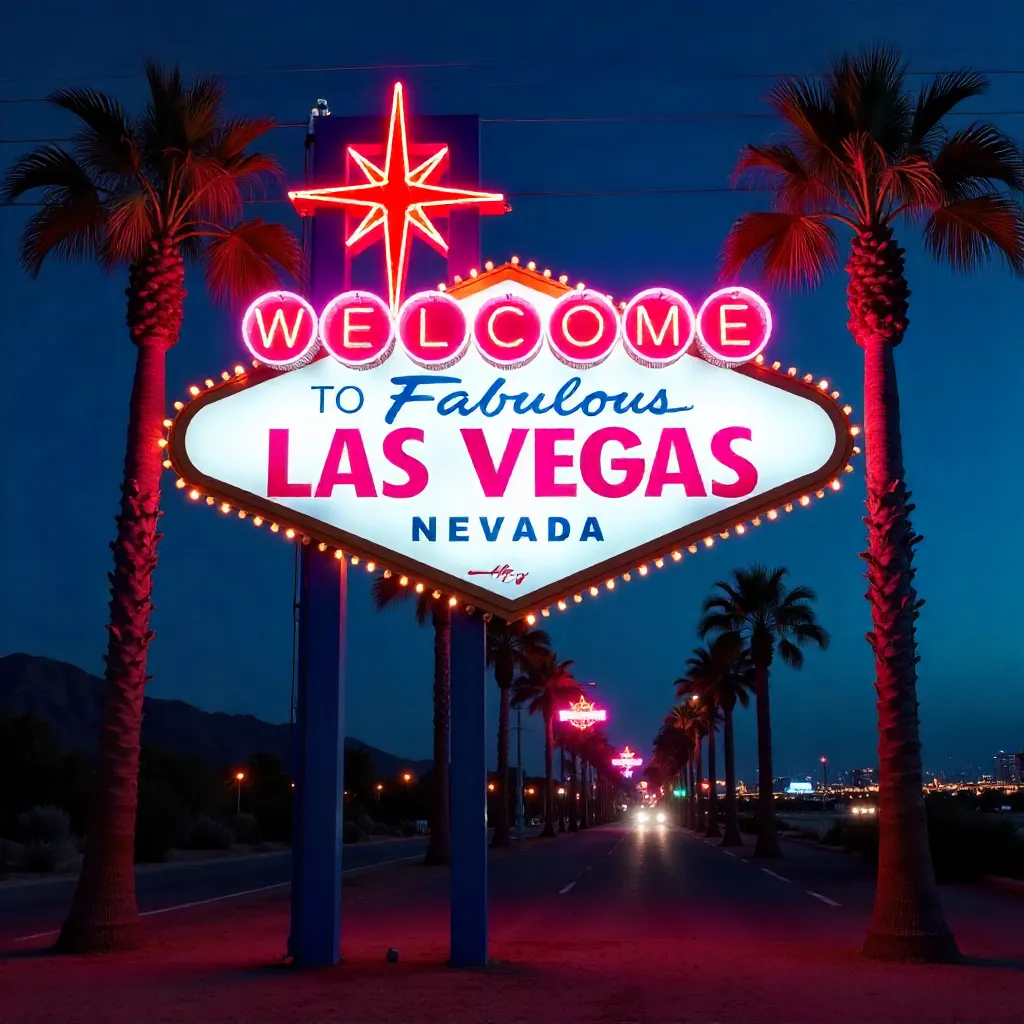 Neon Night at the Welcome to Fabulous Las Vegas Sign