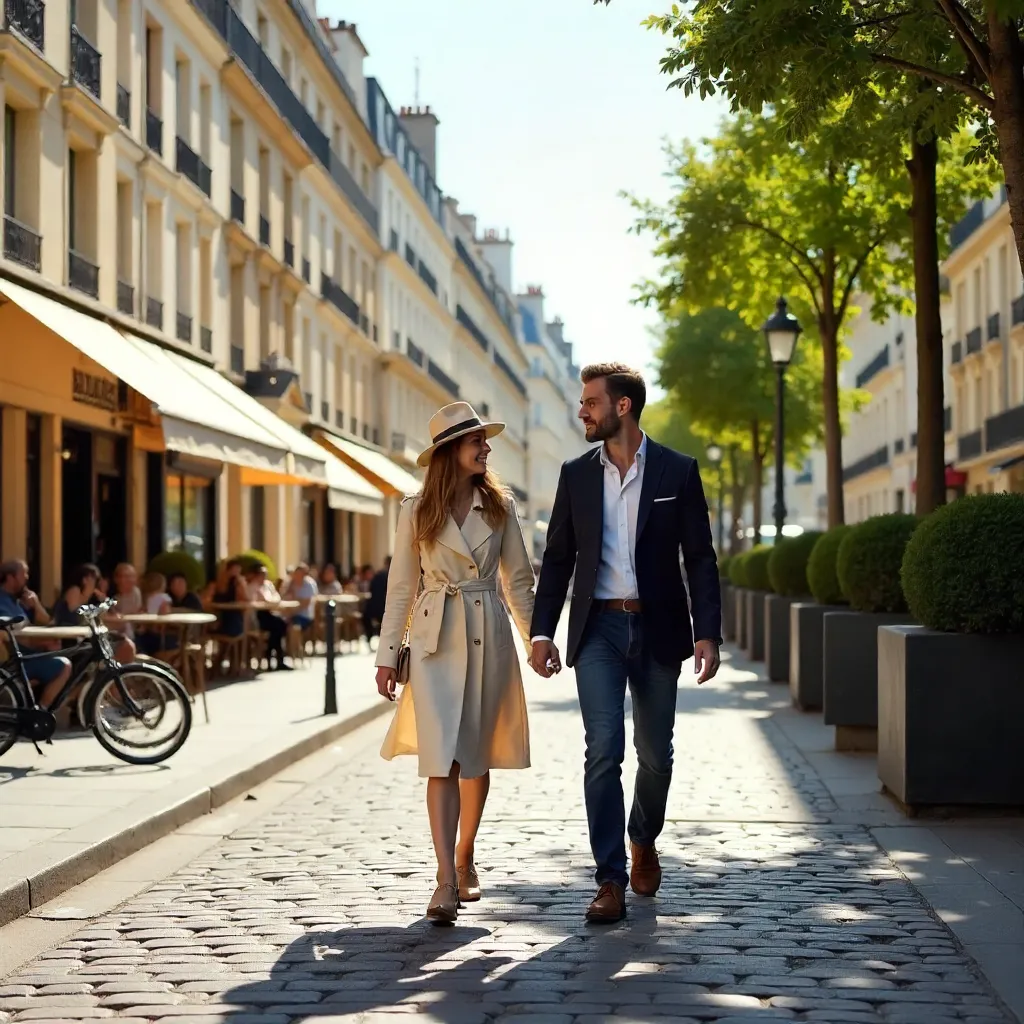 Sunlit Paris Stroll by Haussmannian Facades