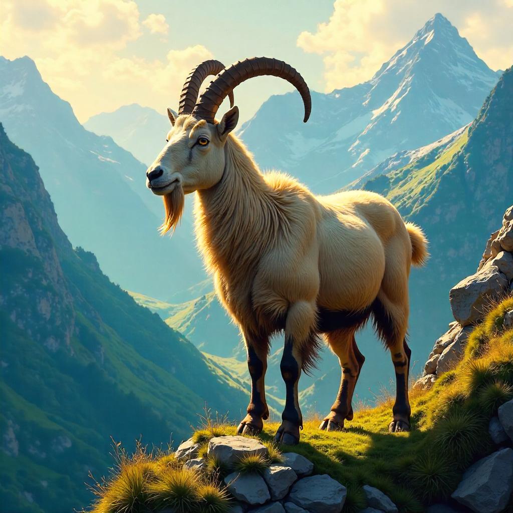 Goat in a Dreamy Digital Painting