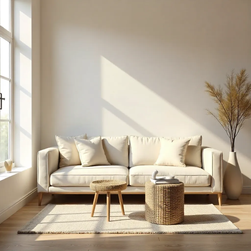 Elegant Minimalist Living Room with Beige Sofa
