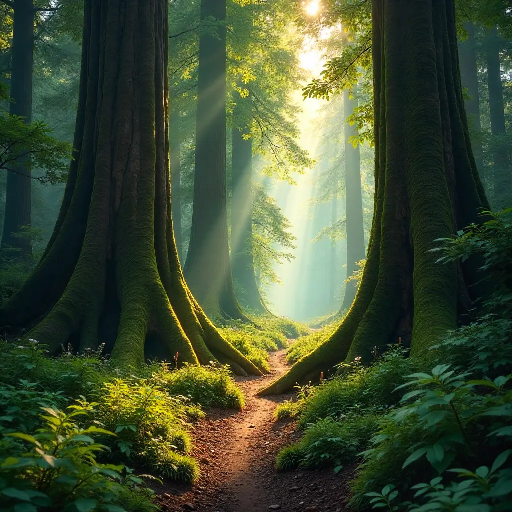 Enchanted Forest Pathway of Tranquil Light