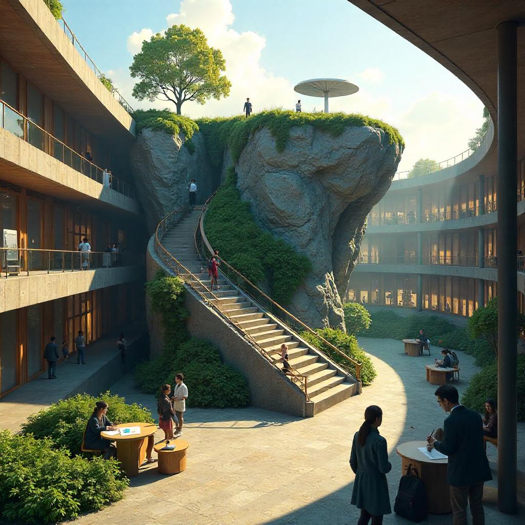 Plateau Concept Art Inside a Modern School Campus