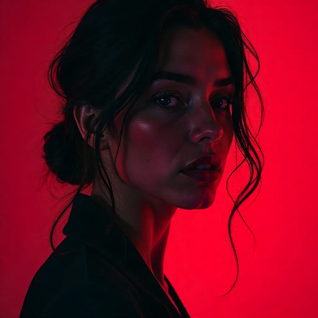 Crimson Shadows: Moody Abstract Portrait