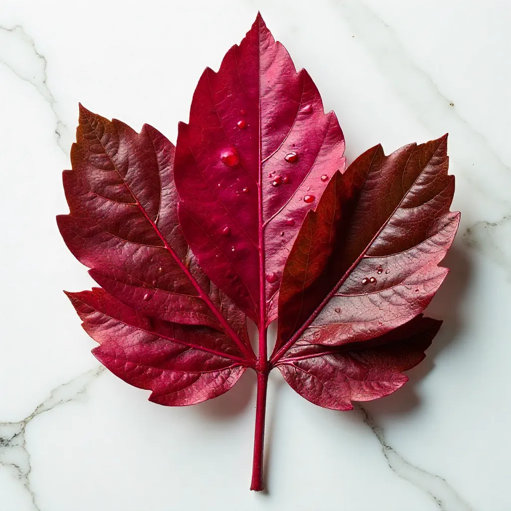 Top-Down Fresh Red Chicory Leaves on Marble