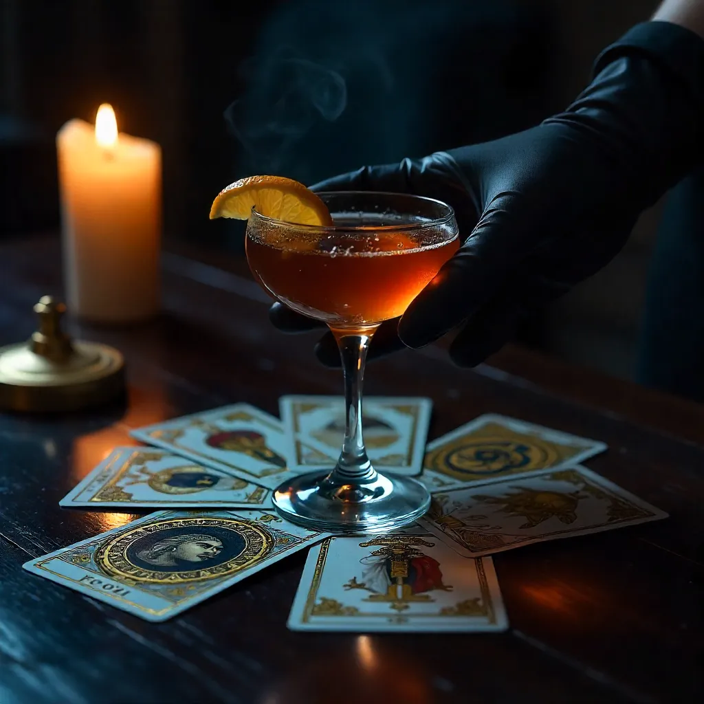 Moody Tarot Night: Cocktail Over Fortune Cards