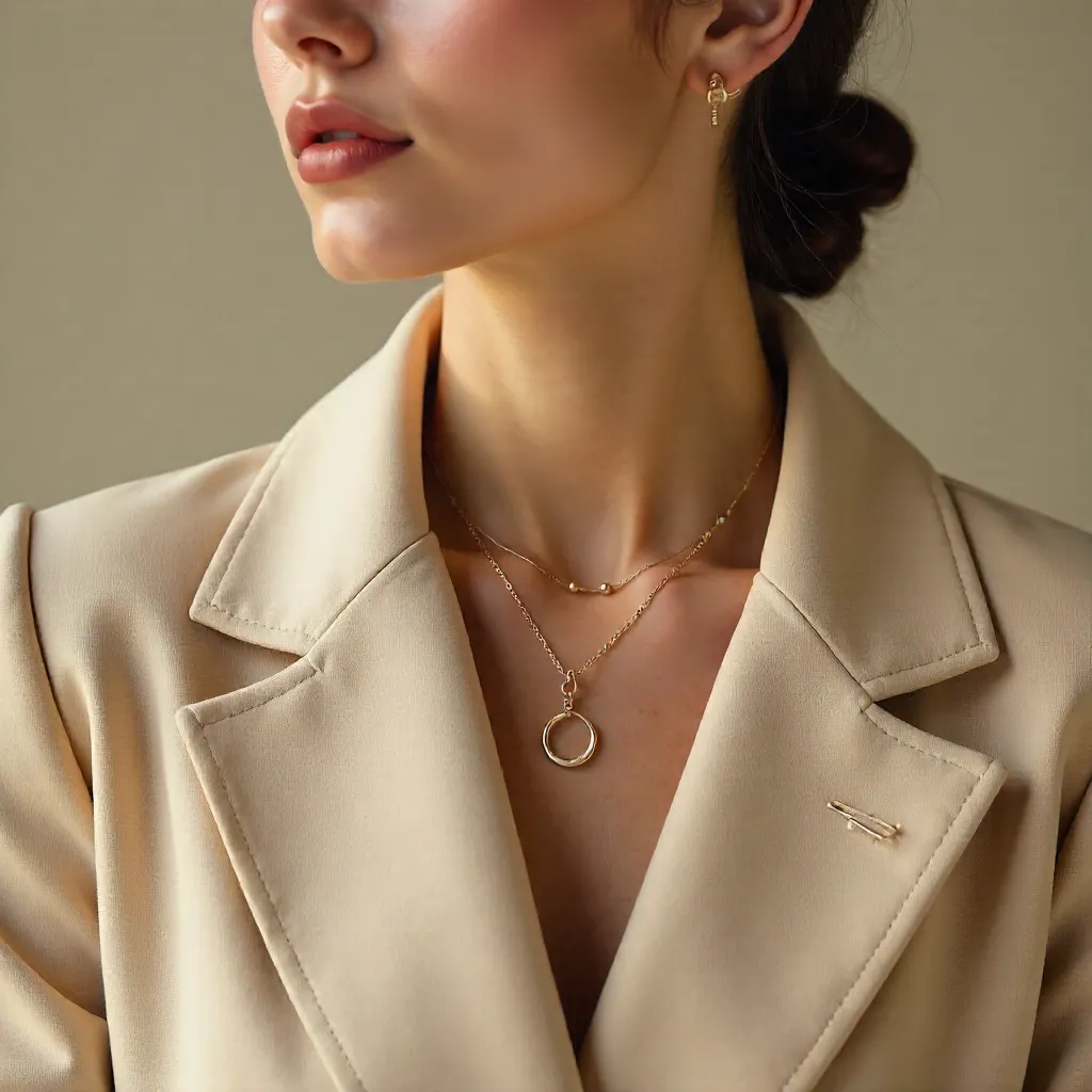 Close-Up: Beige Coat with Minimalist Jewelry