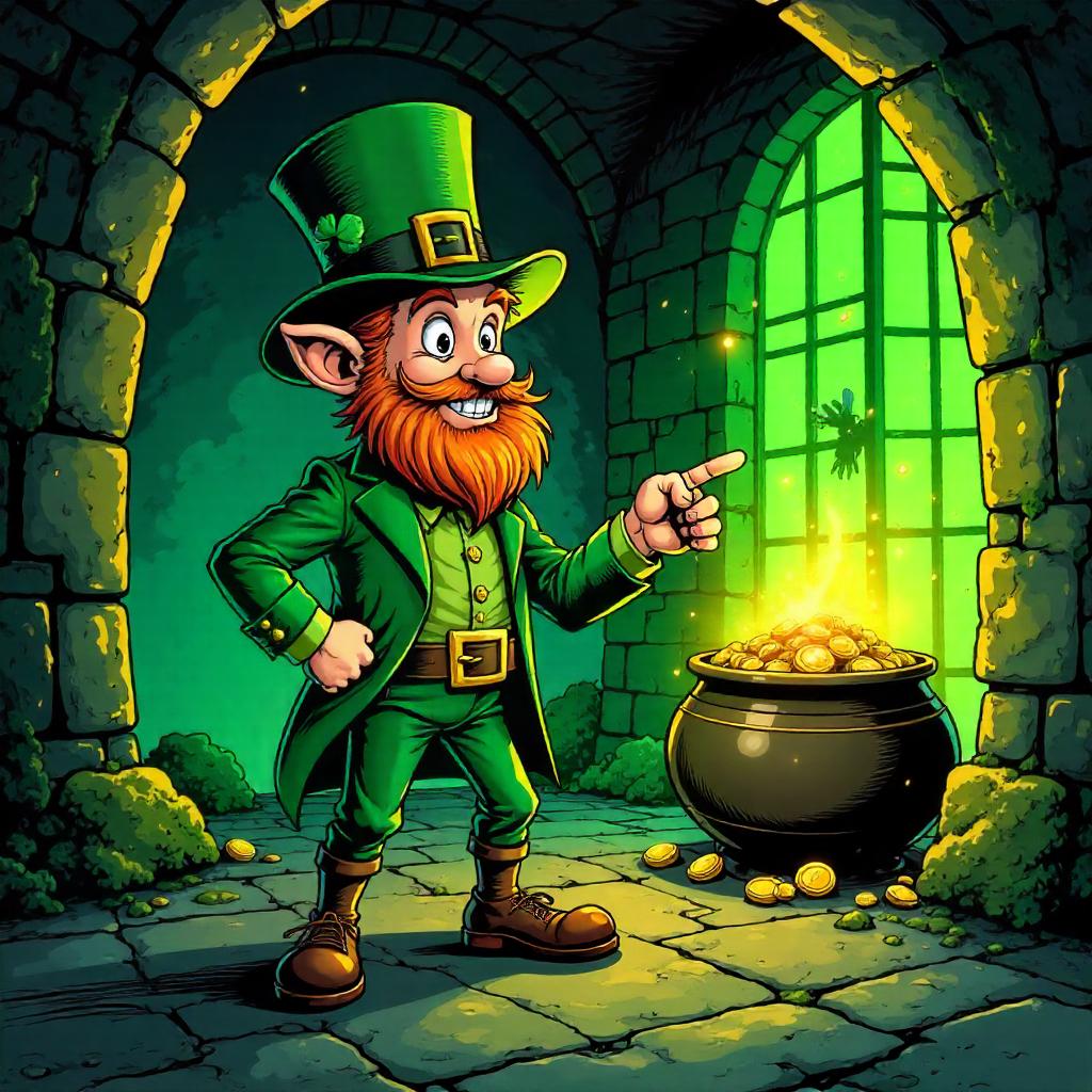 Leprechaun Dungeon Quest: A Comic Scene