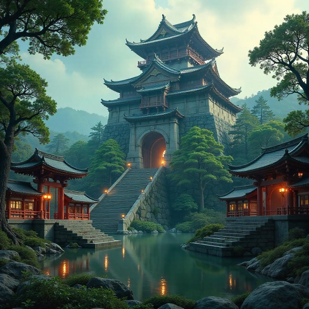 Castle Within a Sacred Shrine: A Digital Art Dream