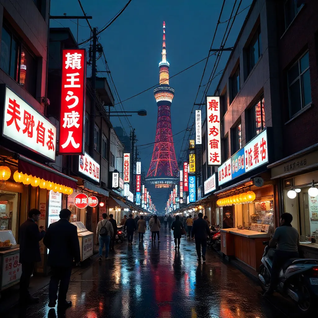 Neon Osaka Nights: Tsutenkaku Amid Crowds