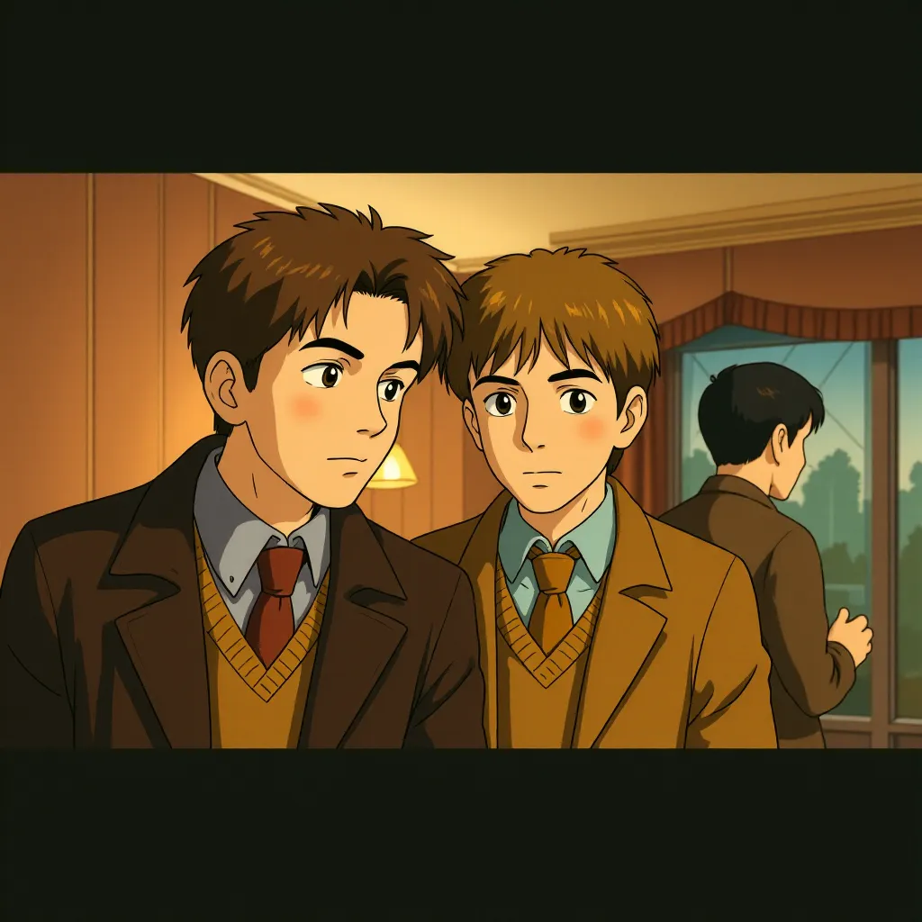 David Thewlis, James Phelps, and Oliver Phelps in Harry Potter and the Deathly Hallows: Part 1 (2010) - Anime style
