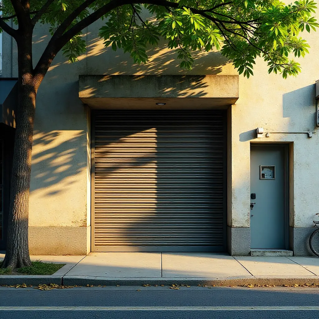 Shadow Patterns on a City Garage Entrance