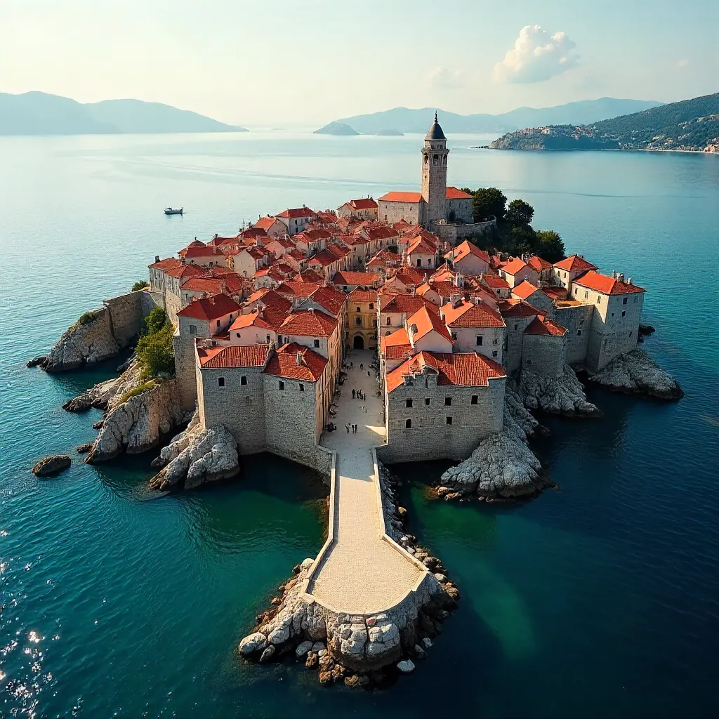 Aerial View of Dubrovnik Old Town from Above