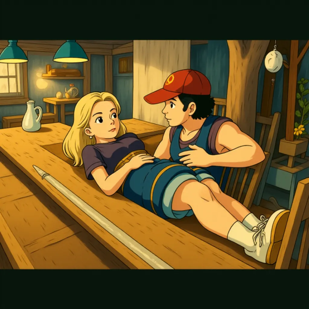 Tyler Labine and Katrina Bowden in Tucker and Dale vs Evil (2010) - Anime style
