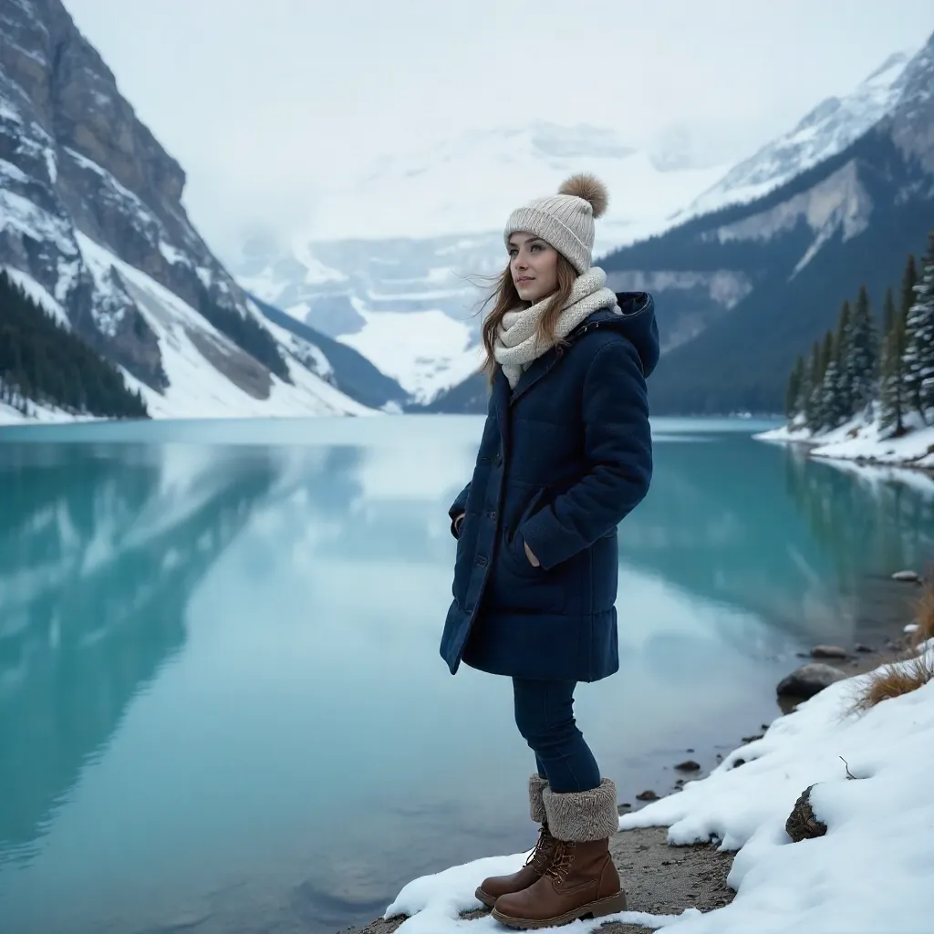 Winter Tranquility by the Glacier Lake