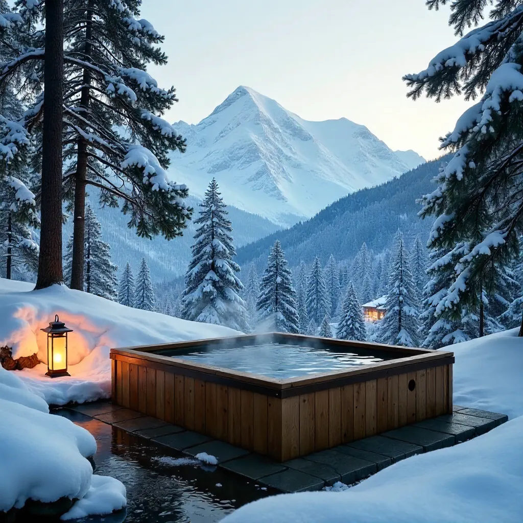 Winter Onsen Amid Snow-Covered Forests