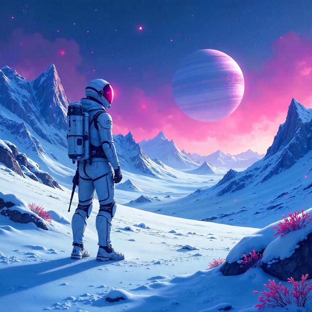 Snow on an Alien Planet in Anime Style