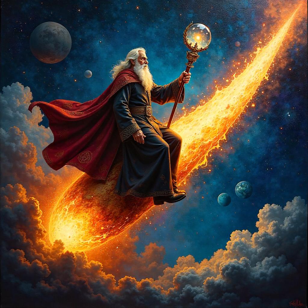 Wizard on a Comet in Oil: A Cosmic Voyage